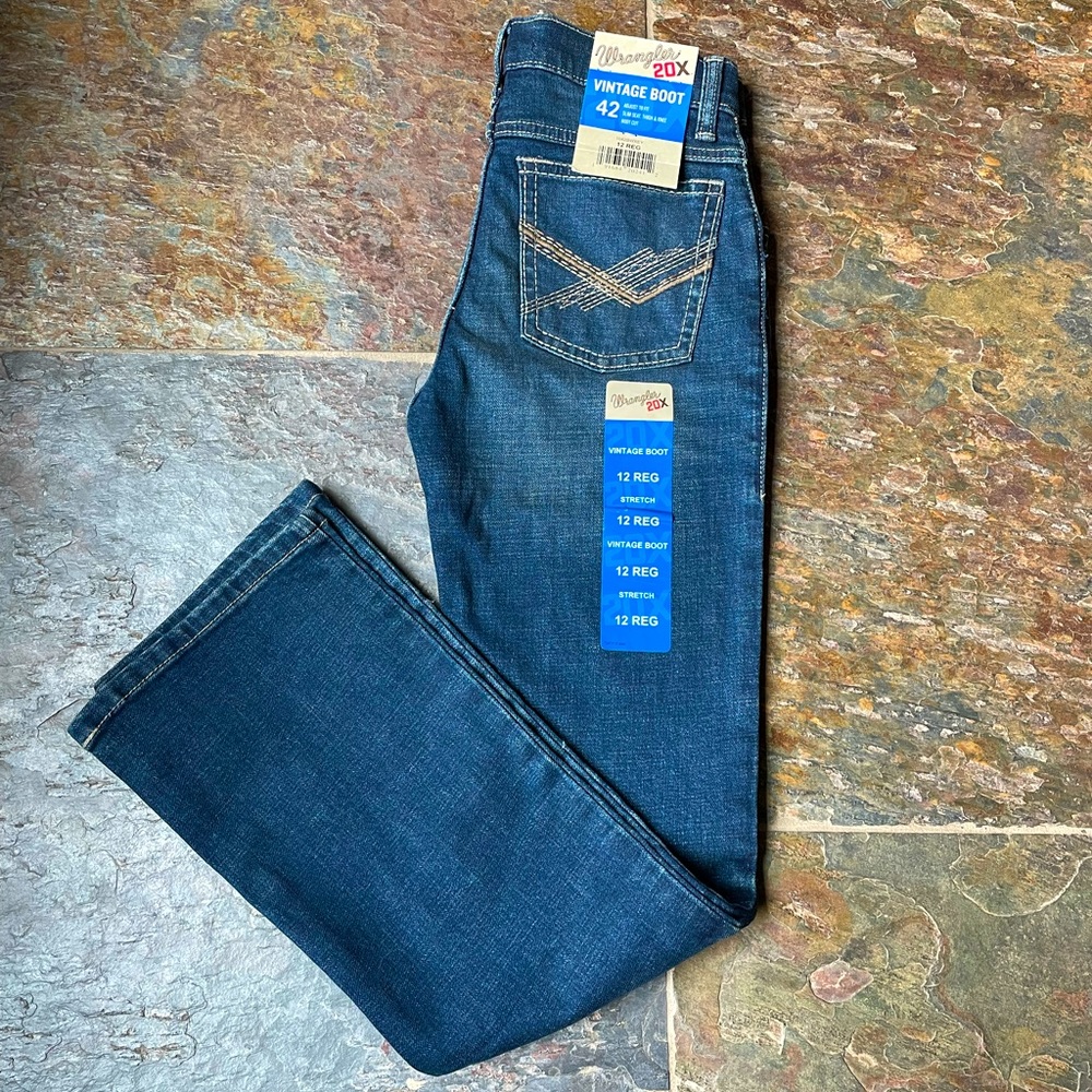 BOY'S WRANGLER® 20X® VINTAGE BOOTCUT SLIM FIT JEAN IN BRUMSEY- Size 12 regular